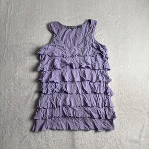 Y2K Kersh Essentials Ruffles Purple Sleeveless Tank Top‎ Women's Medium Stains